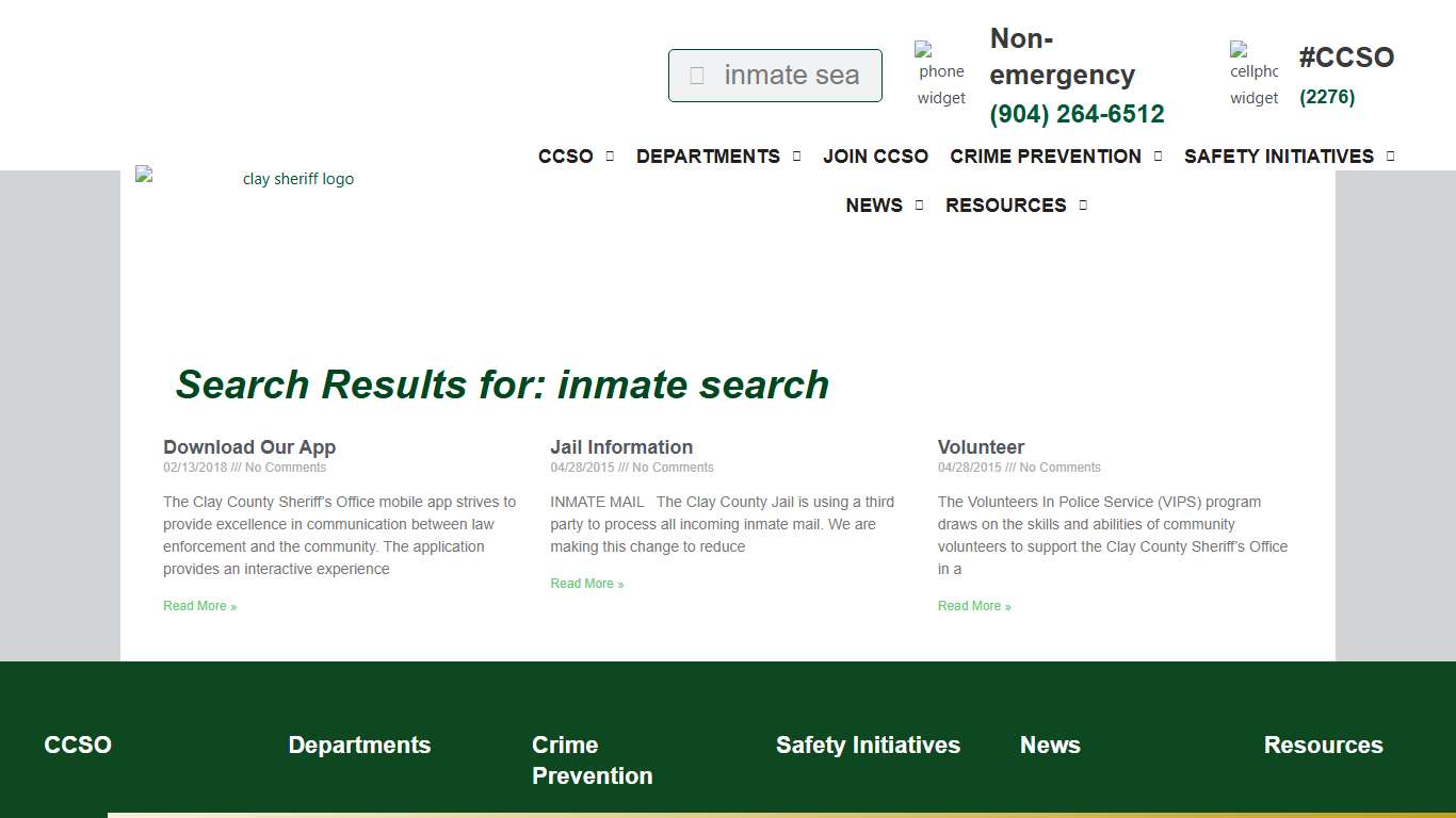 inmate search Clay County Sheriff’s Office
